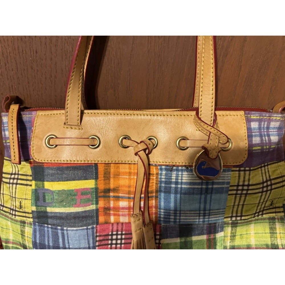 Vtg Dooney & Bourke Ants Picnic Madras Plaid Double Handle Purse Tote Bag TbA - Picture 11 of 13